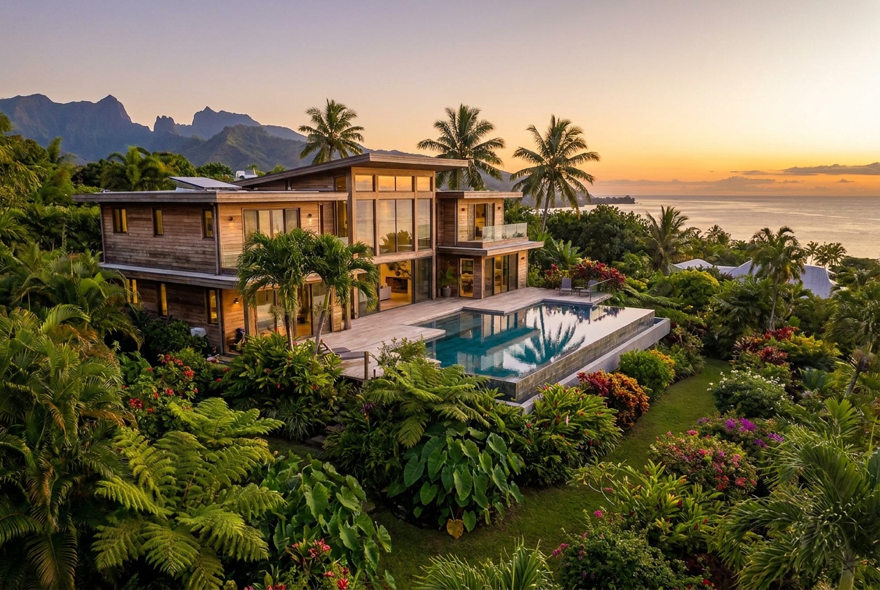 Villa avec piscine vue mer à Pirae