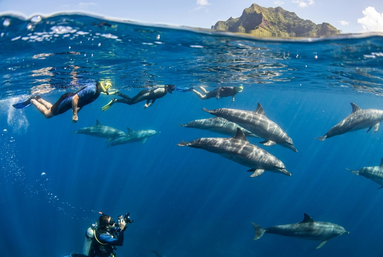 Nage avec les dauphins & baleines — Moorea