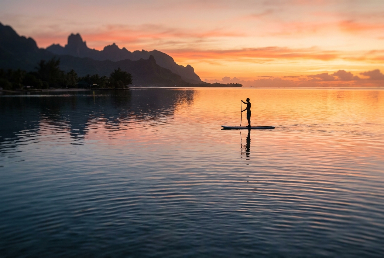 Paddle sunrise baie d'Opunohu photo 2