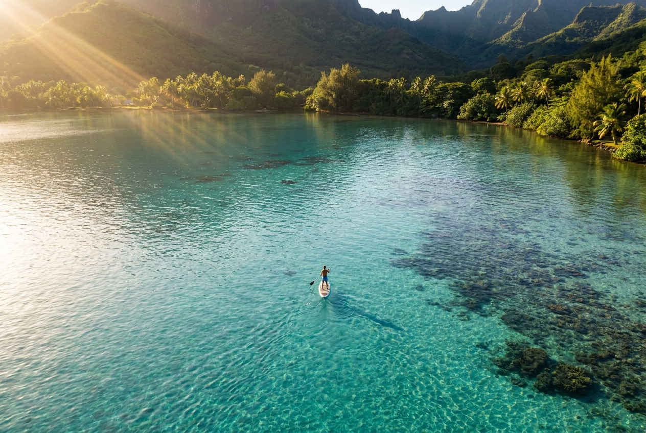 Paddle sunrise baie d'Opunohu photo 3