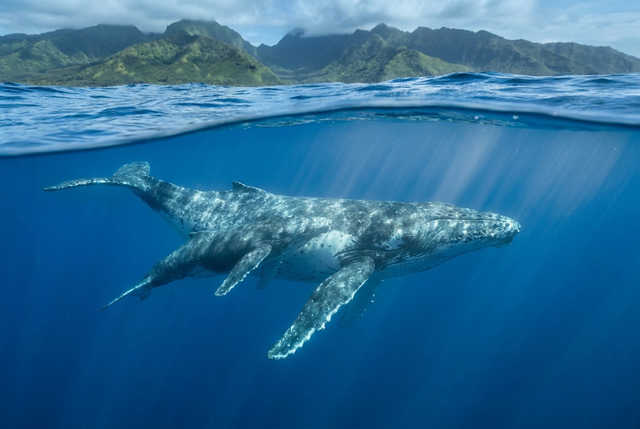 Whale watching côte ouest — Tahiti
