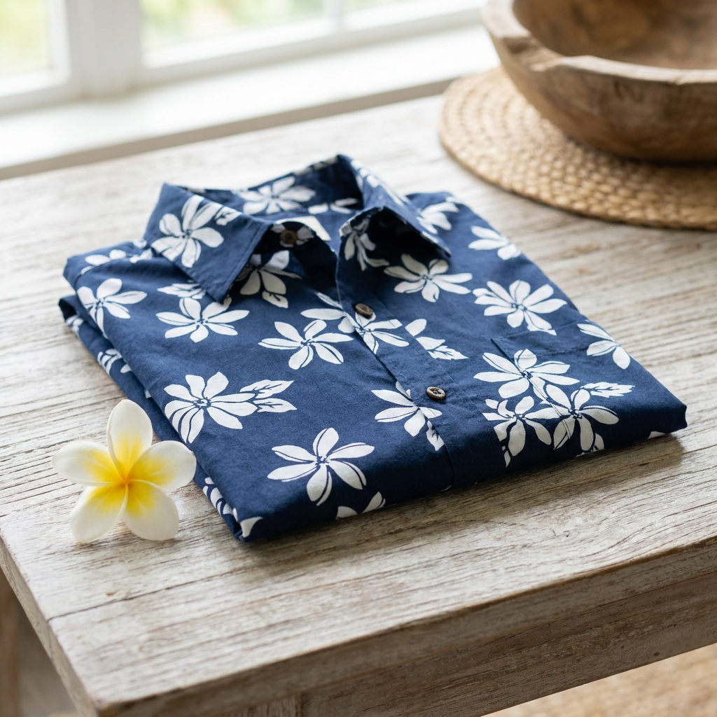 Chemise homme fleurs de tiaré