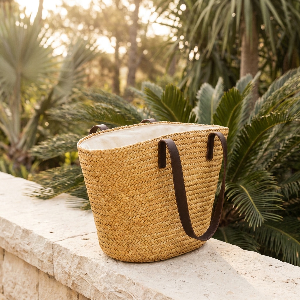 Sac en pandanus tressé doublé