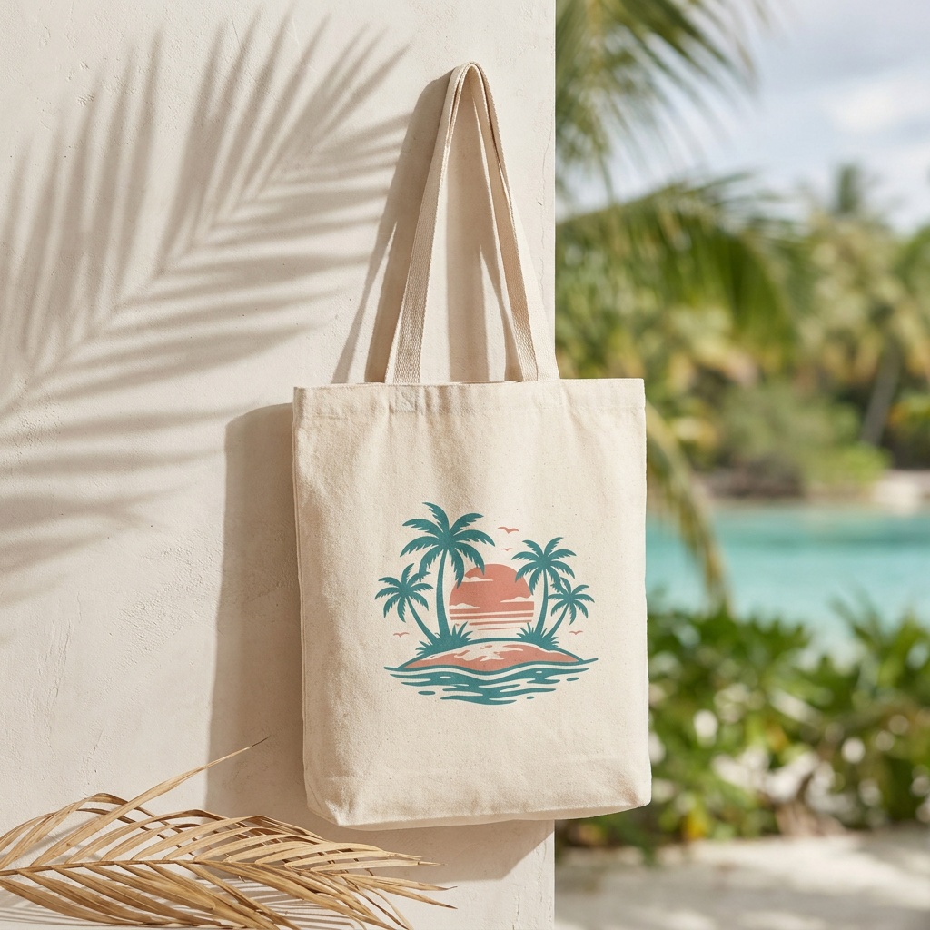 Tote bag toile imprimé fenua