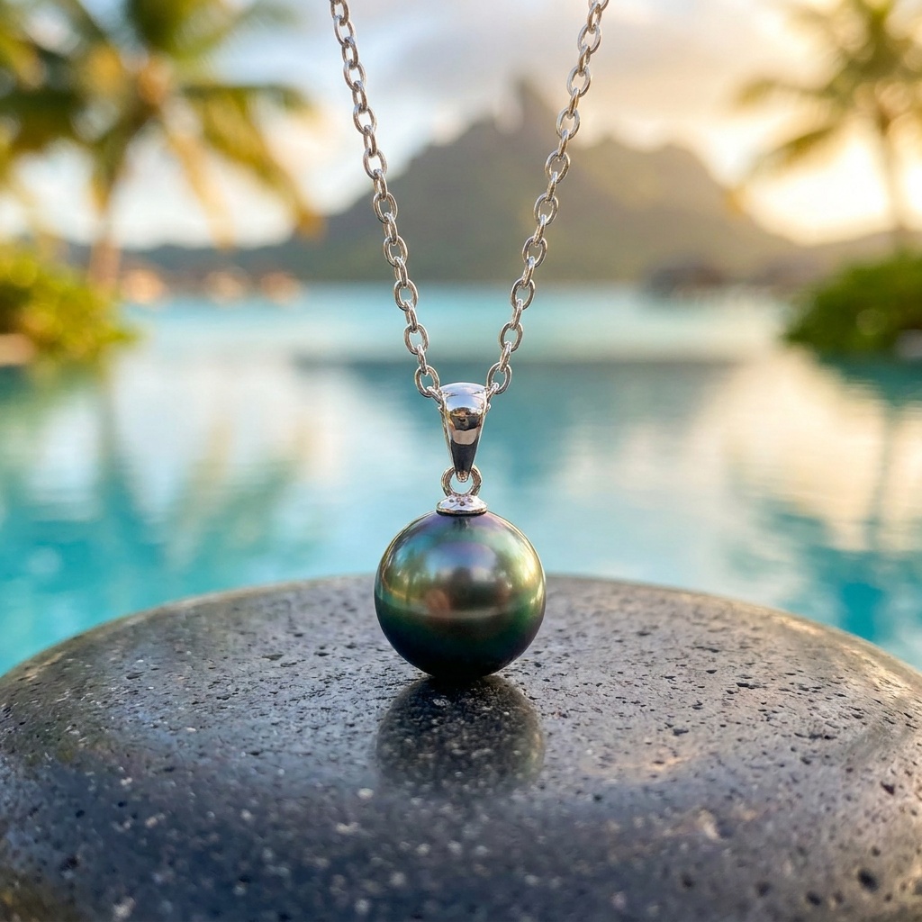 Pendentif perle noire argent 925