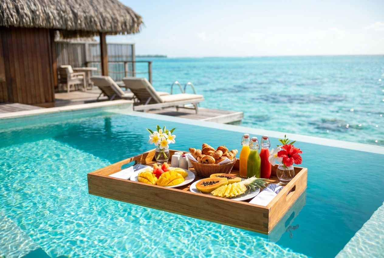Petit-déjeuner servi en pirogue