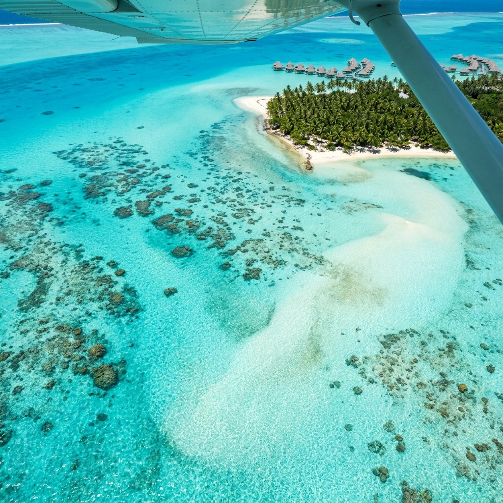 Lagon turquoise vu du ciel