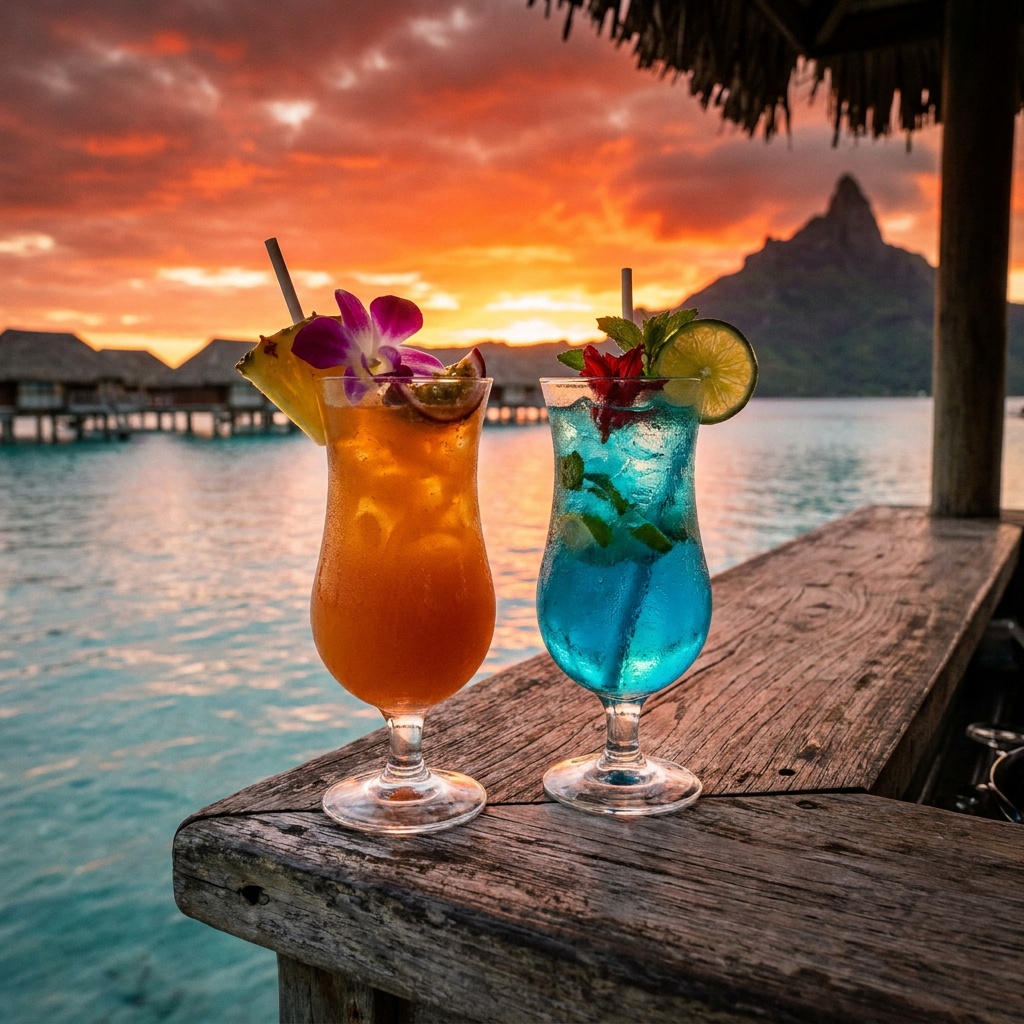 Cocktail au coucher du soleil