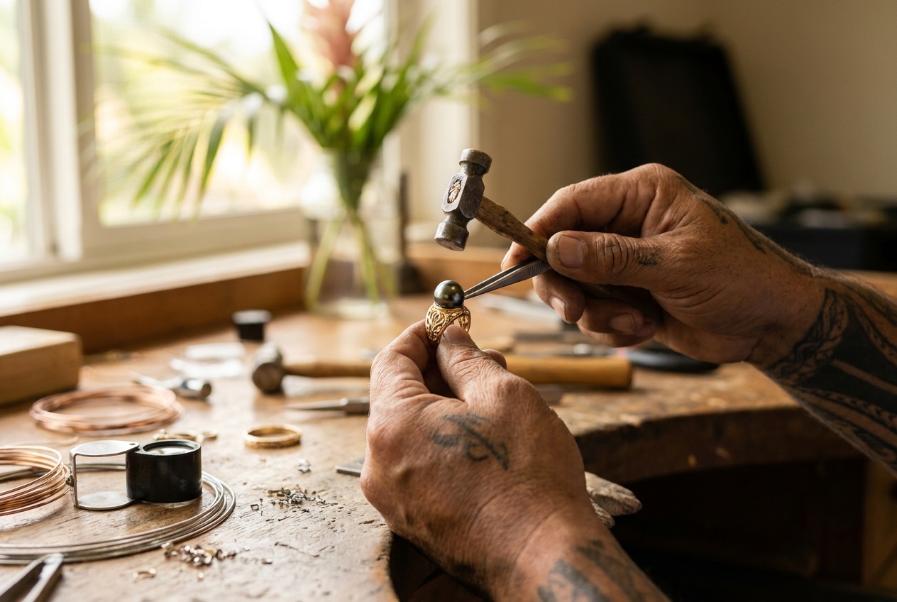 Mains du sertisseur à l'atelier
