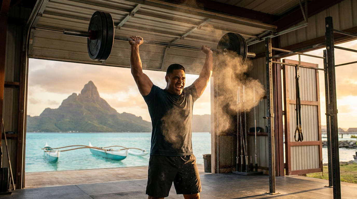 Athlète en plein effort sur le plateau CrossFit
