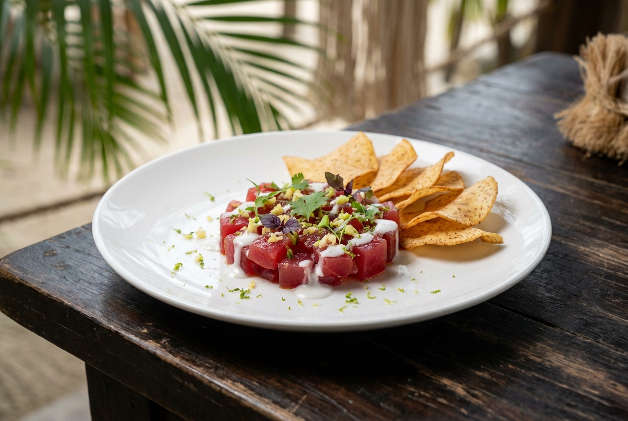 Tartare de thon rouge au lait de coco