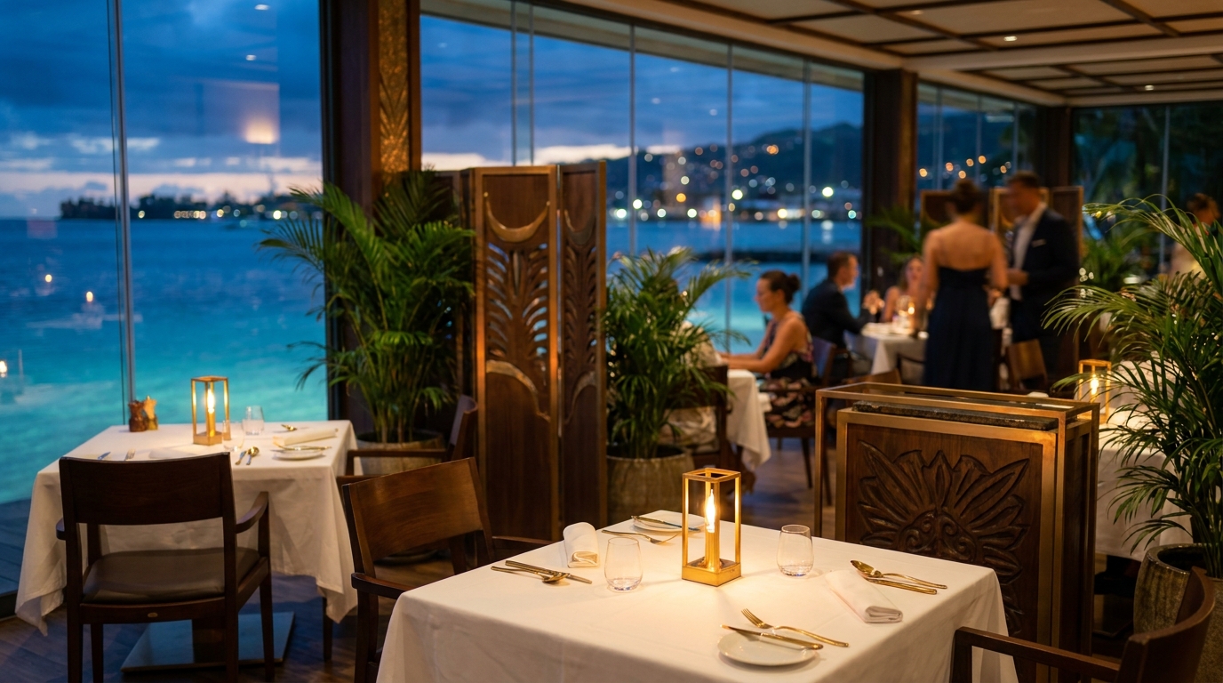 Salle du restaurant Vairea au dîner