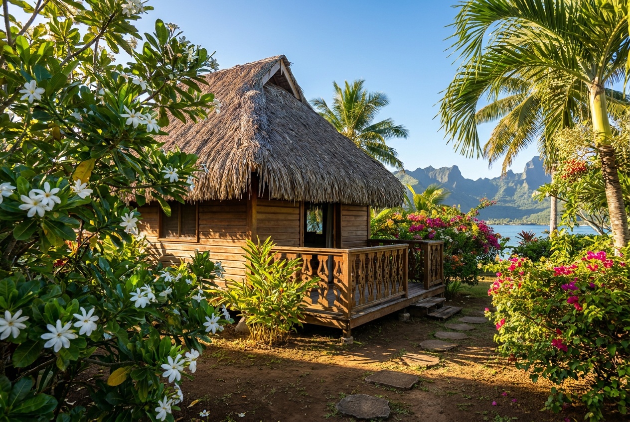 Bungalow Tiare — Cocon de bois dans le jardin fleuri
