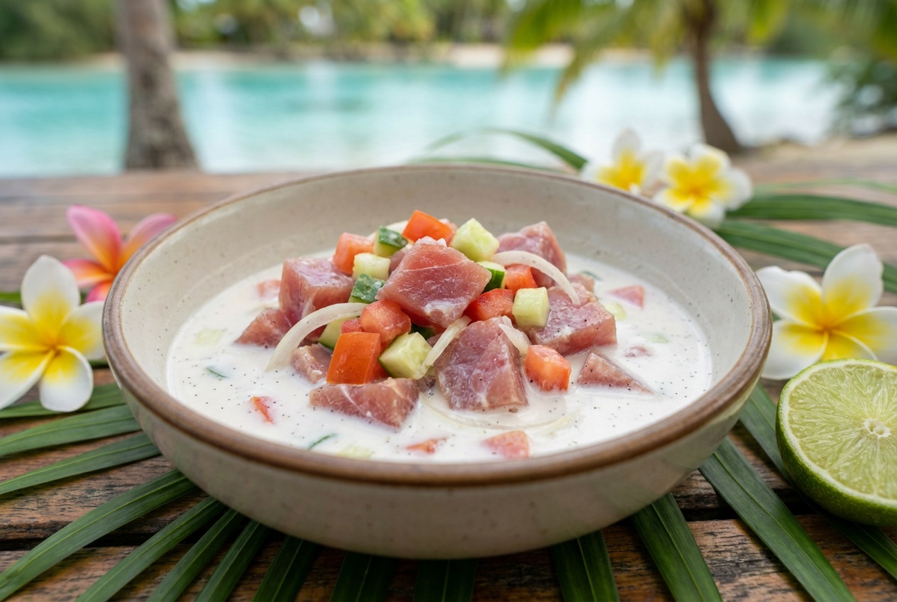 Poisson cru au lait de coco vanillé
